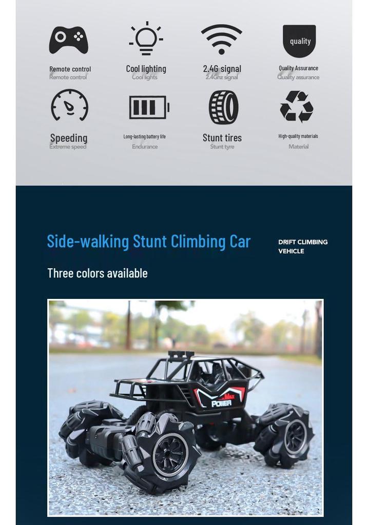 In Stock: S611 Remote Control Sideways-Climbing Stunt Car with One-Key Demo, Off-Road Toy Gift