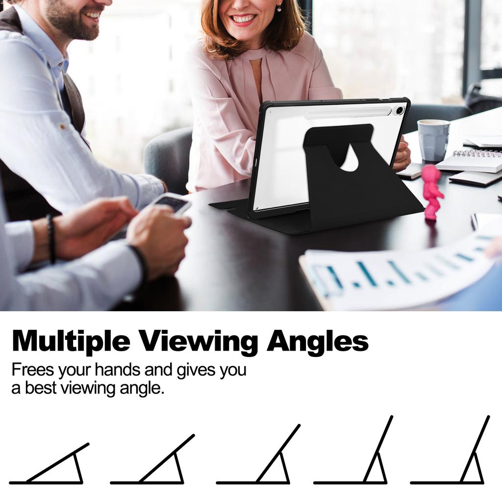 Bluetooth-Tastatur-Lederhülle für Samsung Galaxy Tab S9 FE 10,9 Zoll Tablet S9 Plus 12,4 Zoll, transparente, um 360° drehbare, stoßfeste Silikonhülle