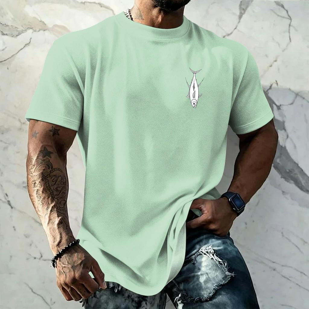 Men's Vintage Texture Printed Short Sleeve T Shirt Loose Fit Casual Summer Daily Wear Top Lightweight Breathable Fabric
