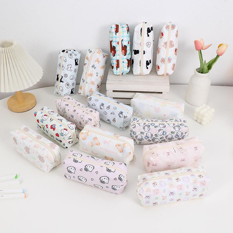 Cartoon Print Pencil Case With Large Capacity For Students And Makeup Storage