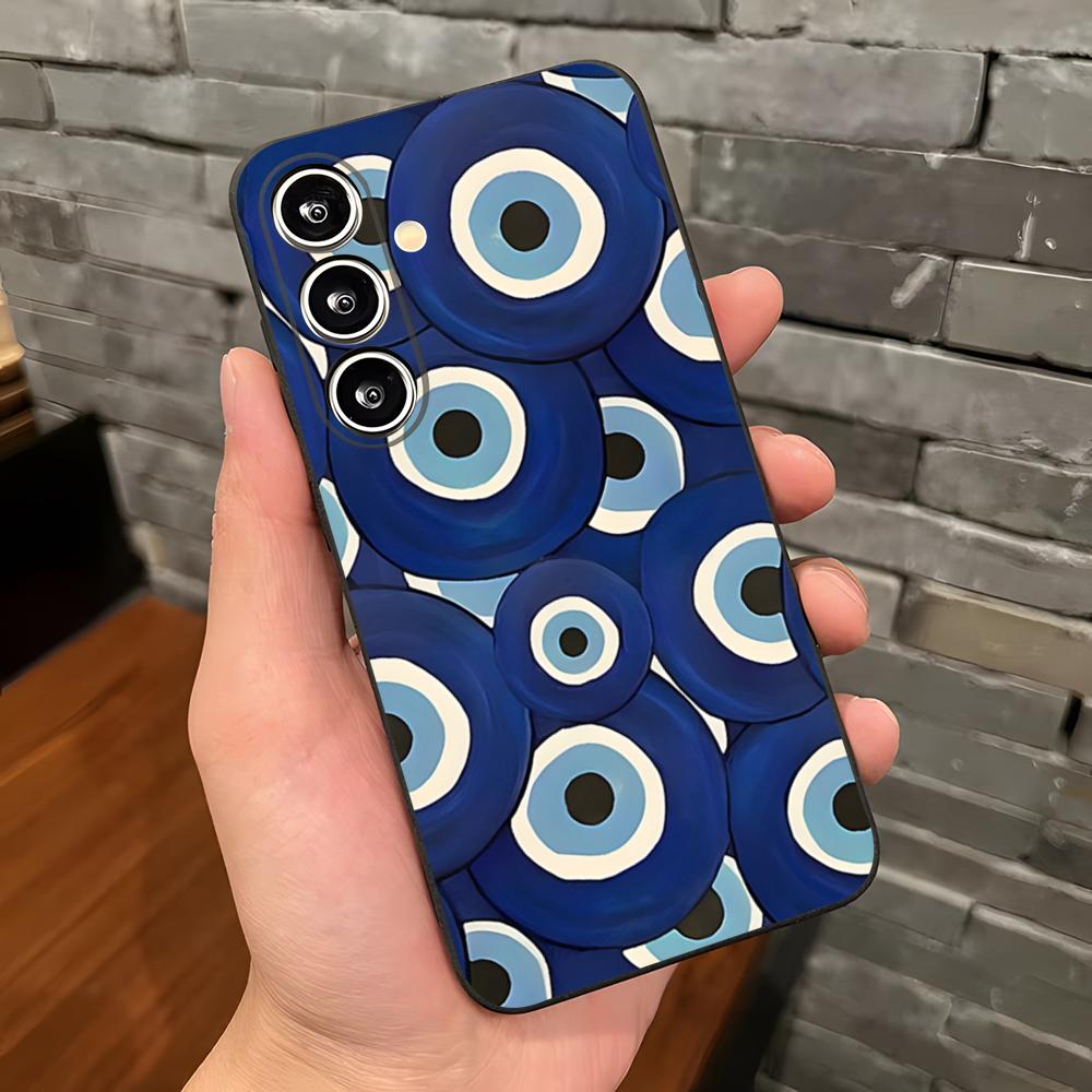 Cute Blue Evil Eye Phone Case For Samsung A25 A13 A33 5G A54 A36 A35 A56 A52 A14 Shockproof Soft Cover