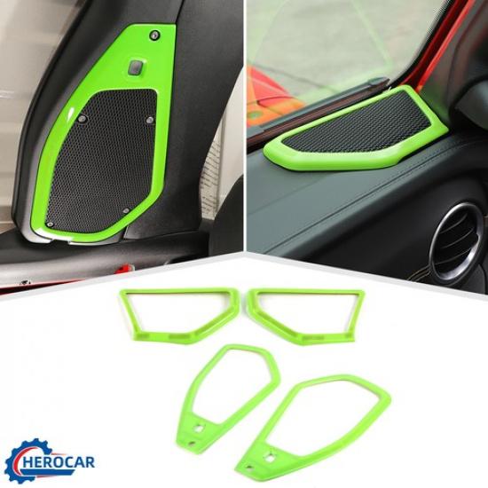 For Jeep Wrangler JL JT 24+ Pillar & Roof Speaker Frame Cover Bezels Light Green