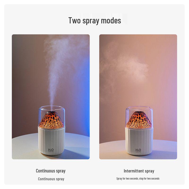 Creative Volcano Humidifier: Seven-Color Aromatherapy Diffuser for Home & Bedroom, Perfect Desktop Gift with Ambient Light