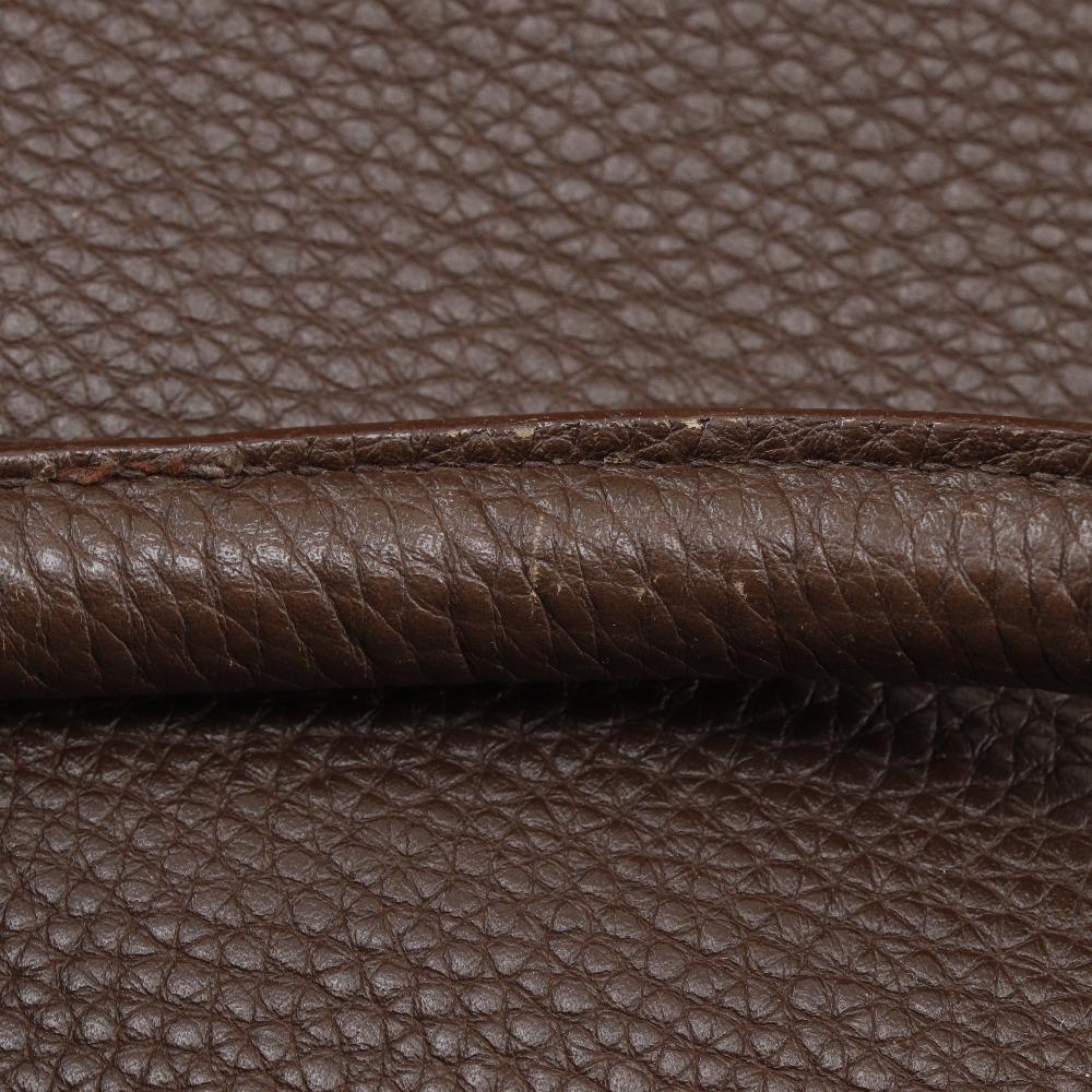 Prada Logo Embossing Handbag Tote Bag Brown Calfskin/Nylon Unisex Used