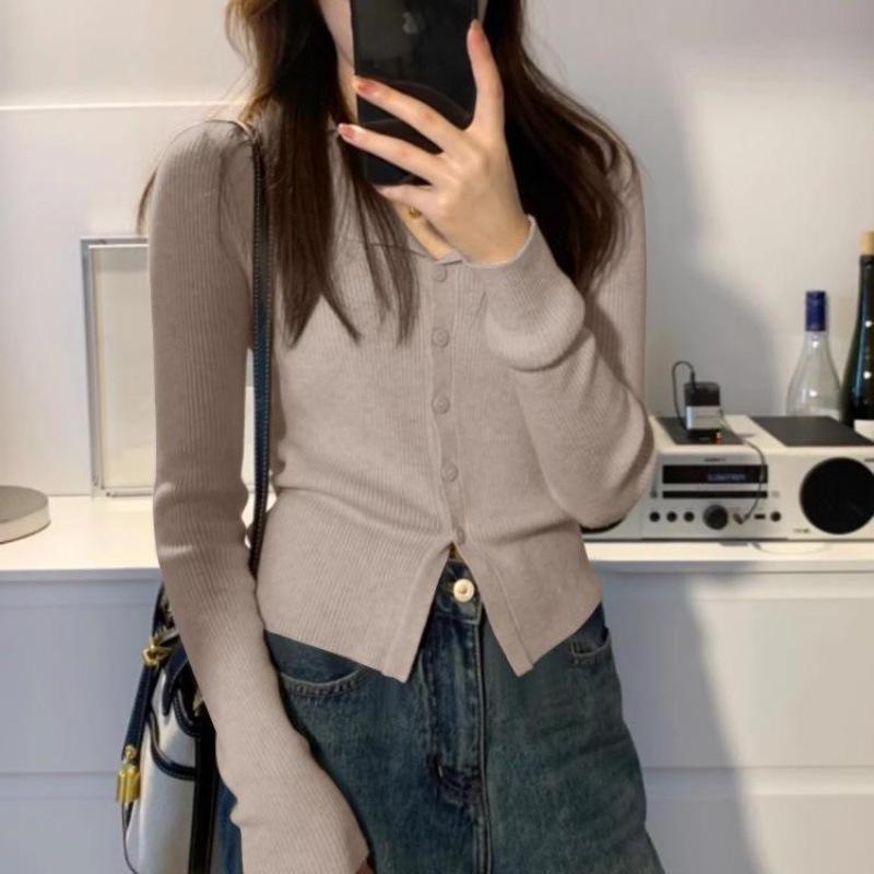 

Women s Slim-Fit French Lapel Knit Cardigan, Autumn 2025 Collection Single Available Item