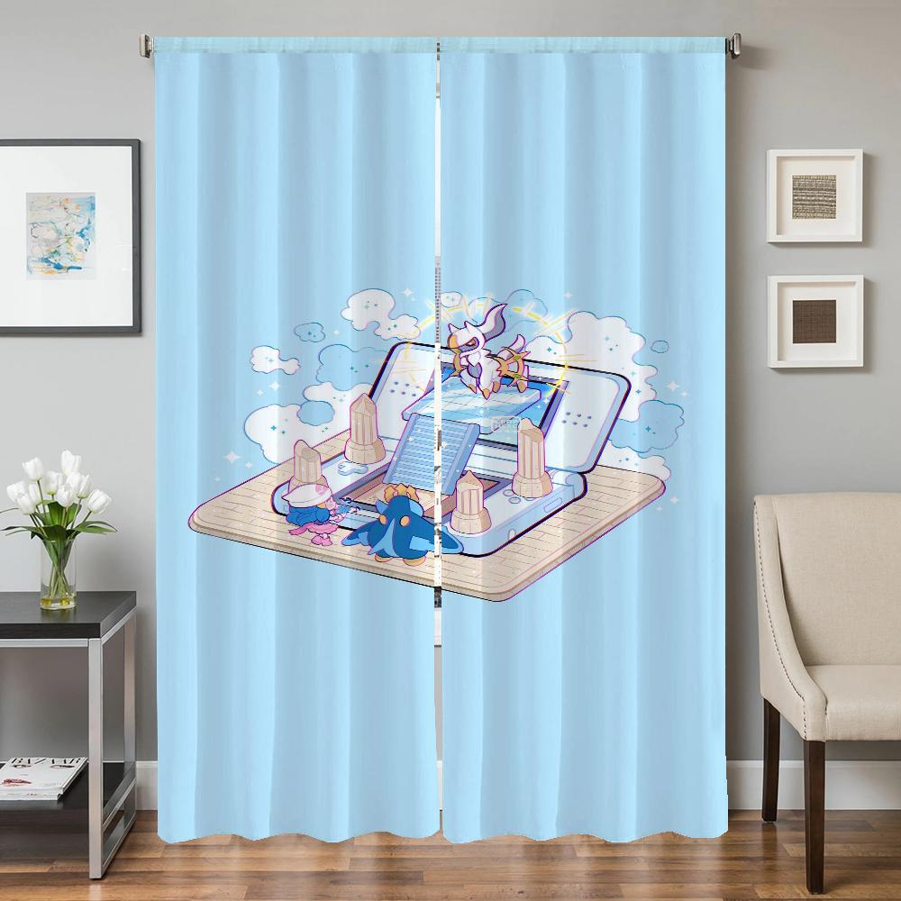 Home Interior Kitchen Curtains for Living Room 2 Pieces Blackout Curtains Door Curtain Pokemon Bedroom Decoration Partition