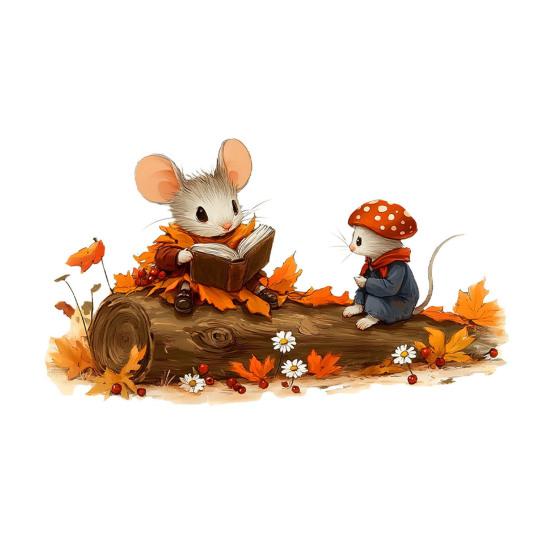 Autumn Wall Decals Mouse Stickers,Waterproof PVC Retro Fairy Tale Decals, Removable Peel Sunflower Maple Leaf Window Clings And Stick for Kindergarten