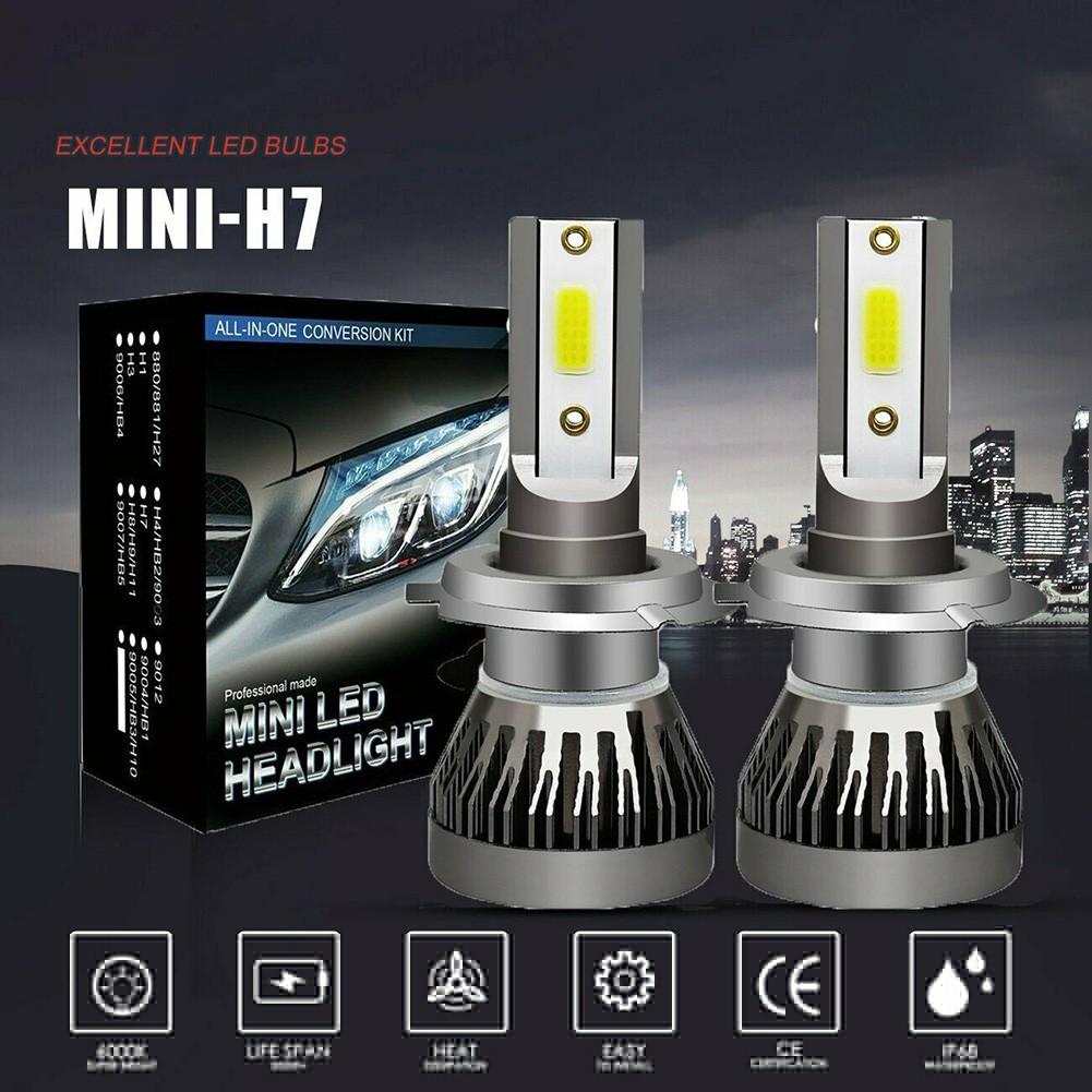 2Pcs H7 Car Light LED Headlight 200W 20000LM Hi/Low Beam Bulbs Kit 6000K Canbus Error Free Headlight Replacement Bulbs 7