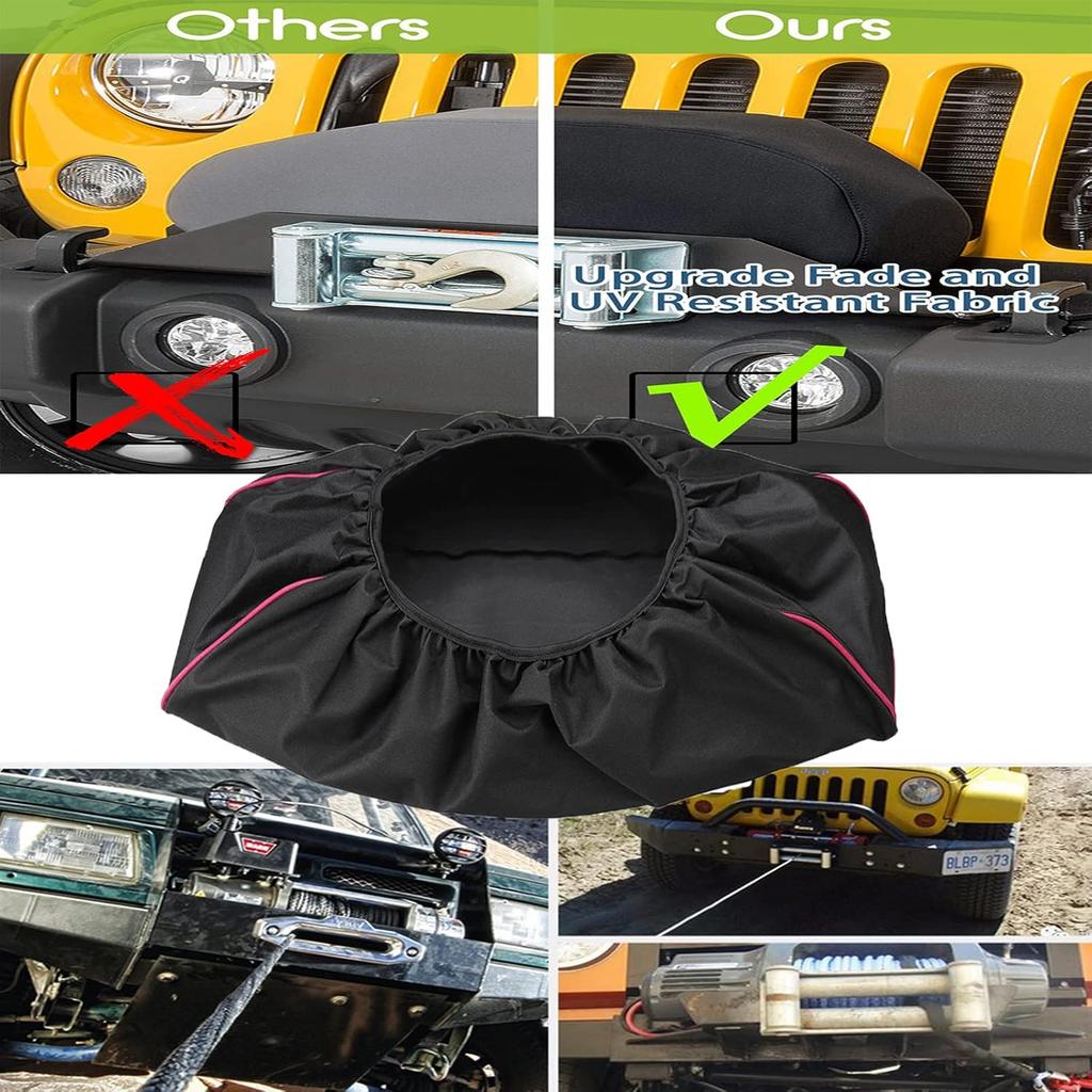 Winch Cover, Heavy Duty Waterproof Dust-Proof Winch Protection Cover, Ideal For Electric Winches 8500-17500 Lbs For Jeep, ATV, Boat,Trailer,Sailboat