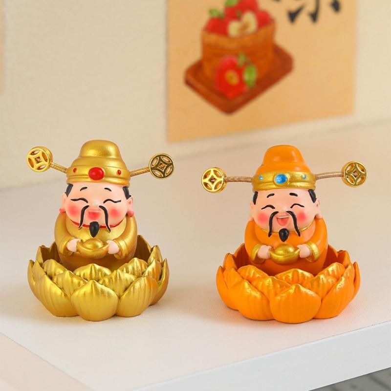 God of Wealth Figurines Resins Cai Shen Statues God of Fortune Caishen Sculptures Fengshui Ornament Home Office Decors