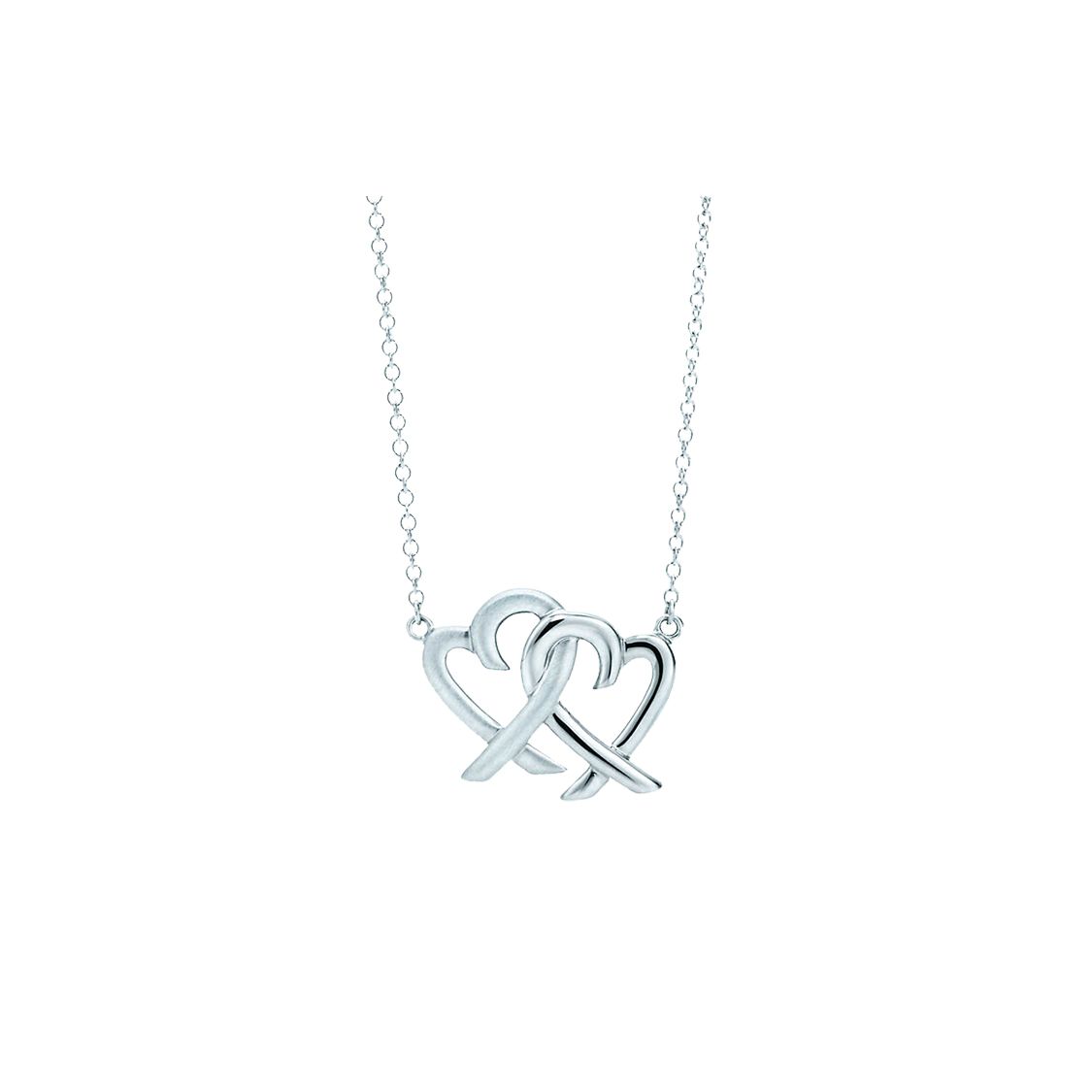 

Tiffany Paloma Picasso Irregular Heart Double Ring Pendant Necklace Women necklace Silver 32080324 Box+Shopping Bag