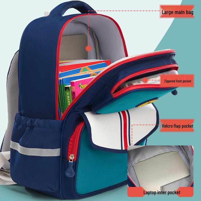 New Style Lightweight Primary School Backpack for Grades 1-6, Designed for Boys and Girls Ages 6-12, with Large Capacity and Comfort