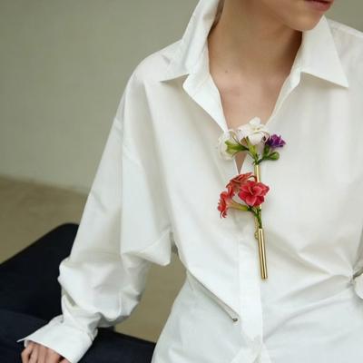 French Style Bouquet Brooch Elegant Silver Glossy Pin Exquisite Flower Insertable Brooch  Women