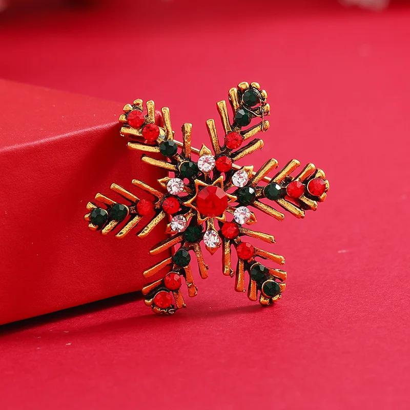 Vánoční brož Vločka Kreativní dárek Evropská a americká brož s barevným krystalem Šperky Ozdoba na oblek Květina na hruď Dárky