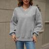 Fall Casual Drop Shoulder V Neck Oversized Sweatshirts Womens Fleece Long Sleeve Pullover Top Outfits