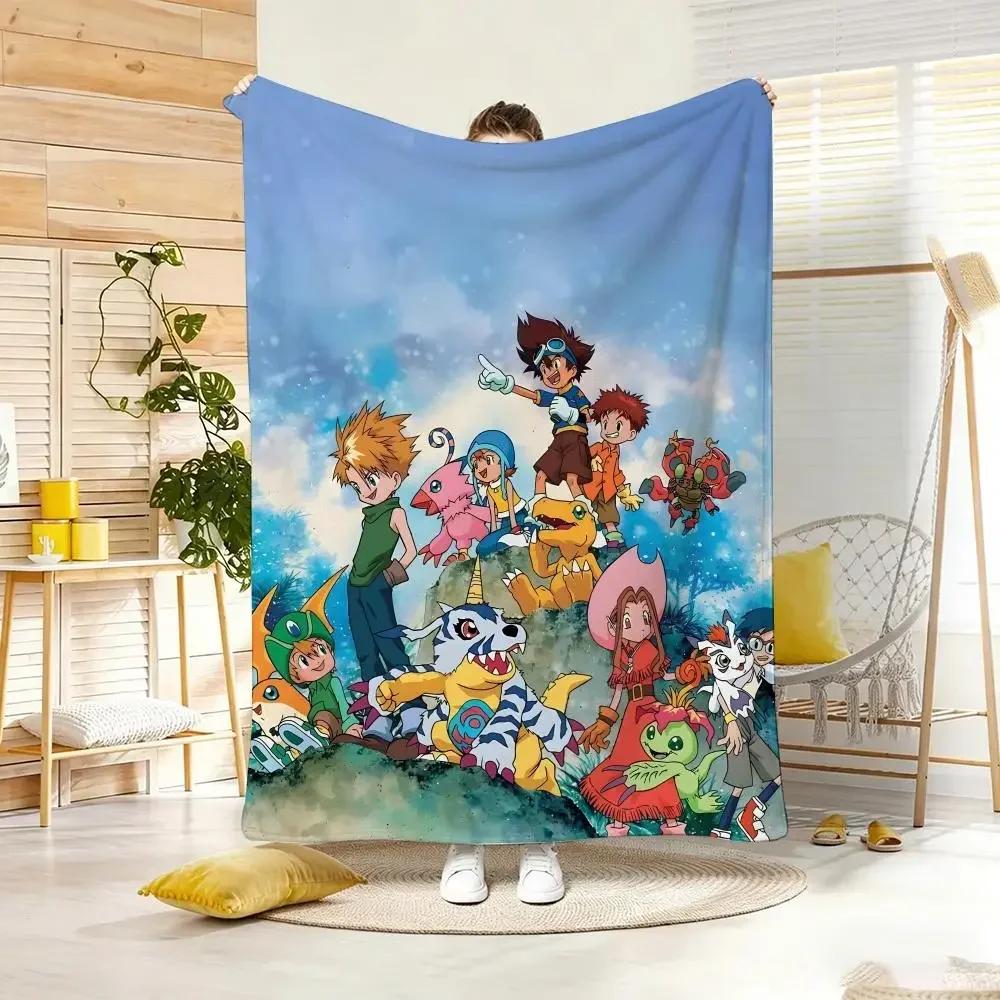 Anime D-Digimon AdventureS Throw Lightweight 240g Flannel Blanket Soft Skin-friendly for Summer Cooling