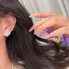 Celebrity Style Full Of Diamonds Four-Leaf Clover Stud Earrings, Women'S Light Luxury Niche Design, Advanced Sense Burst, Exquisite Small Fragrant