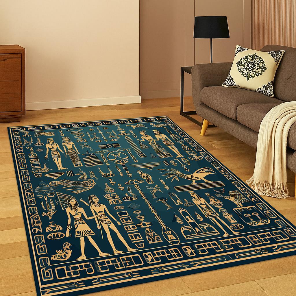 Ancient Egyptian Mythological Pharaoh Sign Carpet Rug for Home Bedroom Living Room Sofa Doormat Decor,Area Rug Game Non-slip Mat