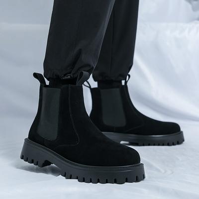 Neue Chelsea Boots, Rutschfest und Langlebig, Mid-Calf, Britischer Stil, Dicksohlige, Höhenverstärkende Herrenstiefel aus Echtem Leder