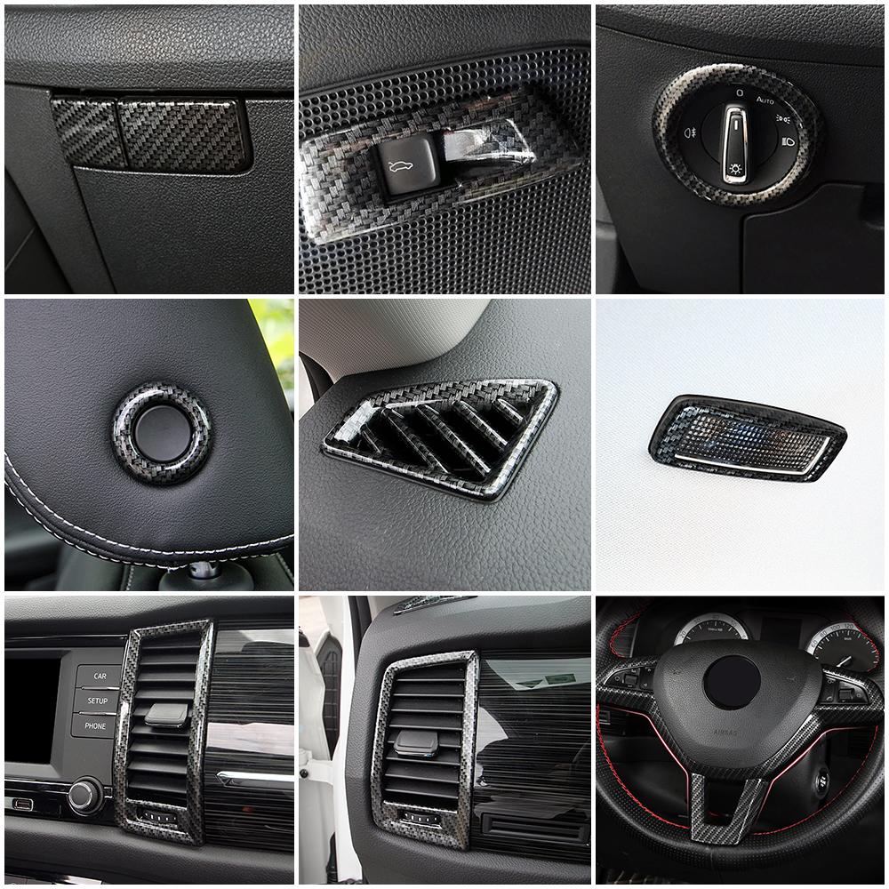 

Для Skoda Kodiaq 2016-интерьерная часть, ремонт центральной консоли, украшение приборной панели, аксессуары, крышка, накладка на рамку, углеродное волокно