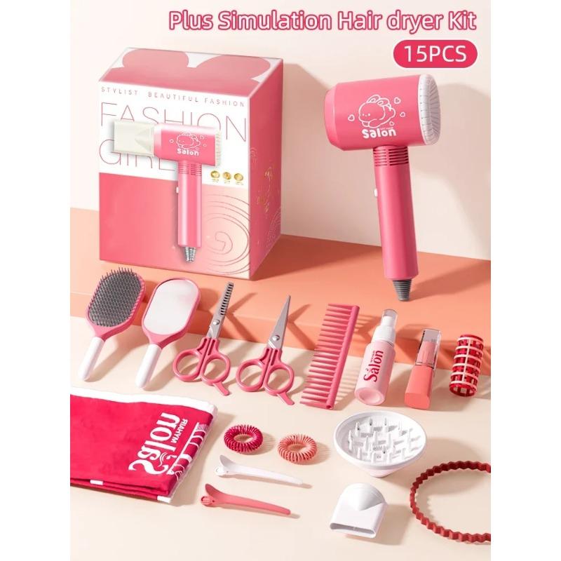 

Игрушки для парикмахерских для девочек, набор игрушек для парикмахеров Dress Up Beauty, фен, щипцы для завивки, зеркало, ножницы, аксессуары для укладки 15PCS Hair Dryer Kit