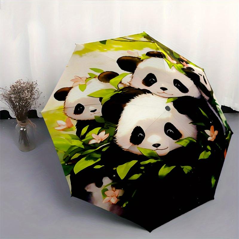 1pc Four Winning Pandas Automatic Opening and Closing Umbrella - Suitable for Various Occasions, Outdoor Activities, Lightweight and Durable