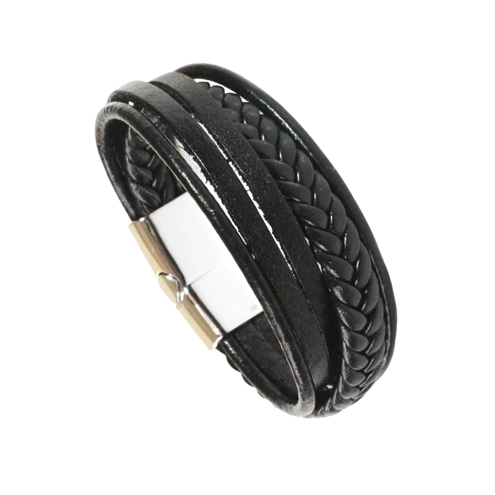 

Мужской браслет ручной работы, изготовленный из прочного сплава и оснащенный магнитной застежкой, для повседневной носки или романтических случаев для пары. 2