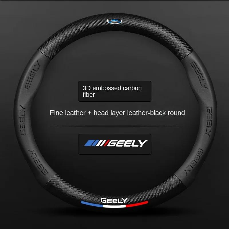 Für Geely Geometry C Monjaro Coolray Tugella GX3 Atlas Emgrand EC7 GC6 GC9 CK EC8 Carbonfaser Leder Auto Lenkradabdeckung