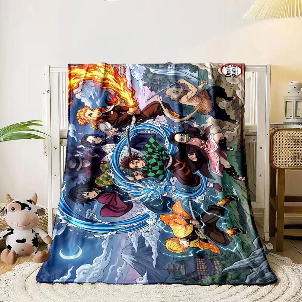 A Group of Characters Wielding Elemental Attacks In a Dynamic Mountain Scene. for All Seasons Blanket Lunch Break Throw Gift