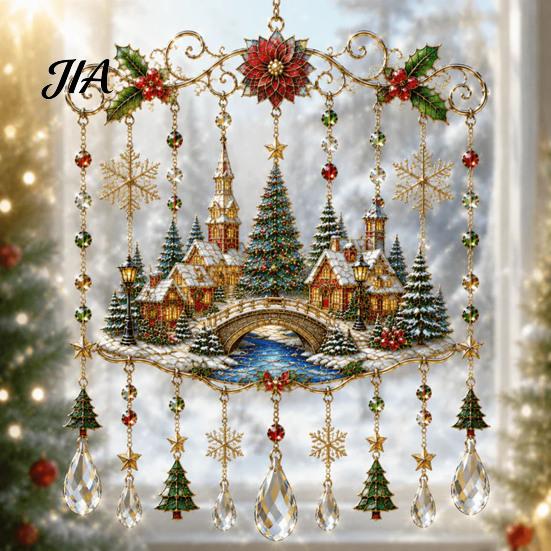 Atmosphärische Dekoration für Büroräume Weihnachts-Windspiel, Acryl-Sonnenfänger für Außenbereich Garten Terrasse Elegante Dekorationen Festival-Dekor, Hängend