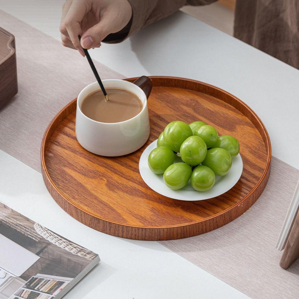 Simple Decorative Tray Natural Candle Holder Tray Multifunctional Wood Serving Tray  Coffee Table