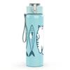 1PC Three Fish Blue Sketch Pattern 750ml Color Plastic Sports Water Bottle Leakproof Flip Straw Lid Suitable for Sports Office Home Use