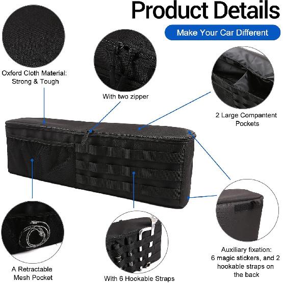 Car Trunk Organizer Compatible with Toyota FJ Cruiser 2007-, Rear Storage Organizer Multi-Compartment Oxford Cloth Car Storage Bag Space Saving,