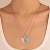 Two-piece gold, blue, and pink butterfly friendship necklace set - a simple and versatile two-piece set for women, suitable for