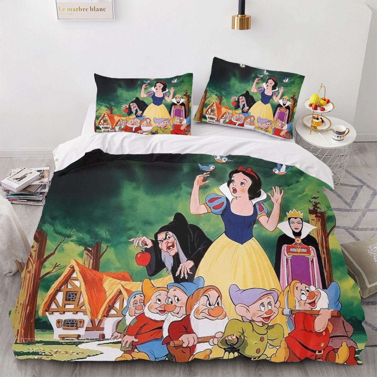 

Snow White Princess Anime Bedding Set, Girl s Quilt Cover Cartoon Duvet Comforter Bedding Set Queen Twin Size Children Gift 135x200cm