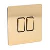 Modern Panel Switch 2 Gang PC Base Stainless Steel Gold Plate Switch for Household Appliances