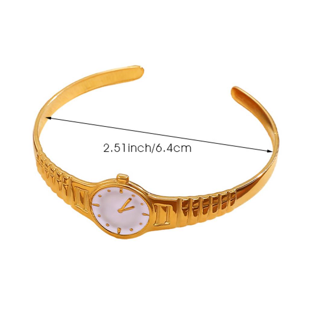 Retro Luxury Fashion Creativity Drip Oil Watch Shaped Strap Texture Design Stainless Steel Opening Bracelet For Women