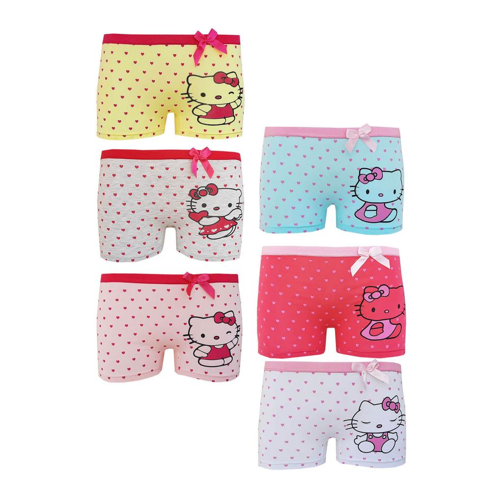 Set de 6 fete Cute Kitten Boxer Bumbac Lycra Fun