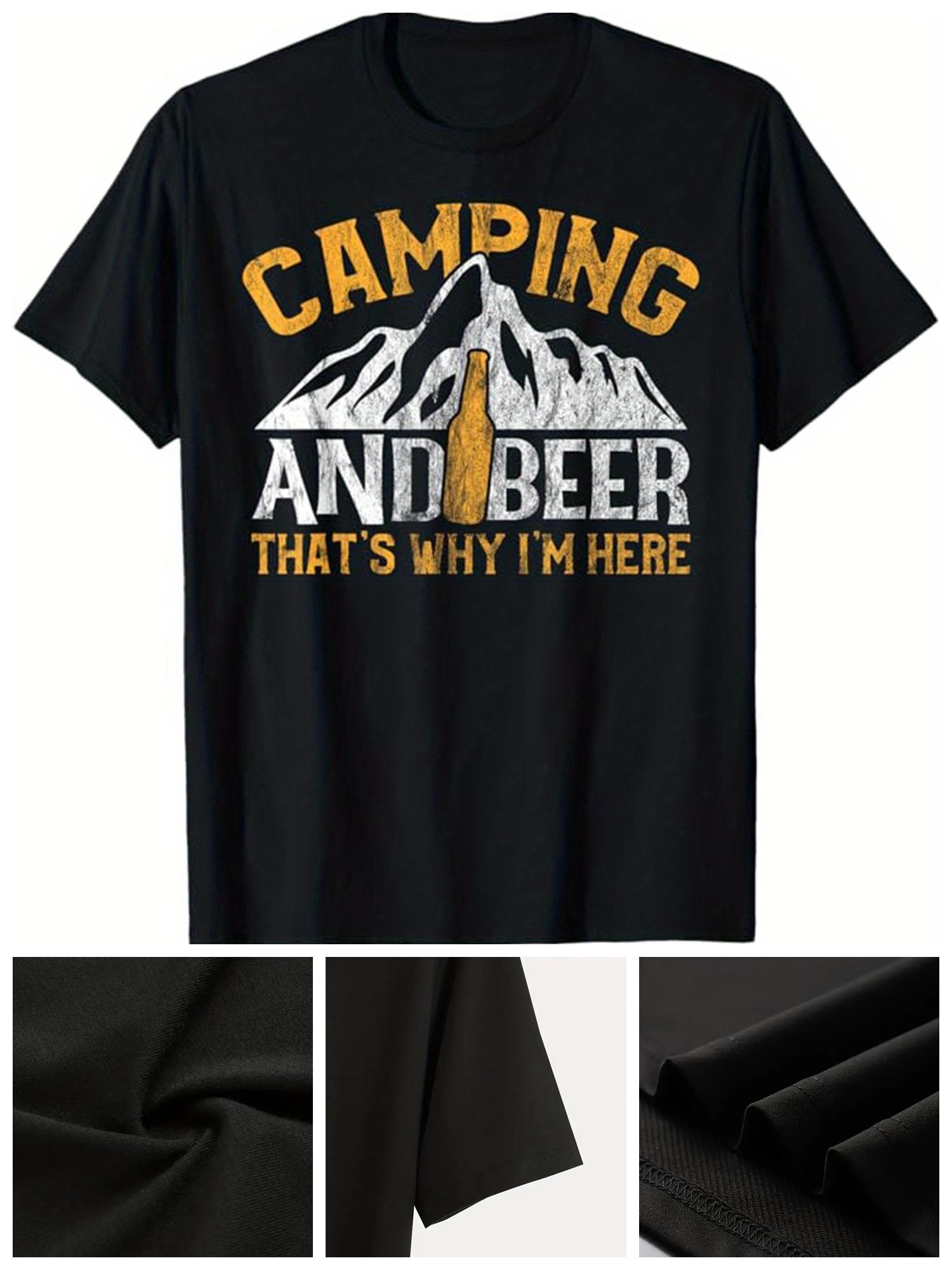 Camping Beer Graphic Cotton T-shirt Casual XL