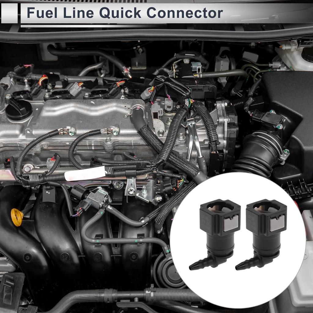 1/8" Fuel Line Quick Connector ID Hose for 5/16" SAE Male Connector Female to Barb 90 Degree Quick Adapter Seal Fittings Plastic Black Grey 2 Pcs