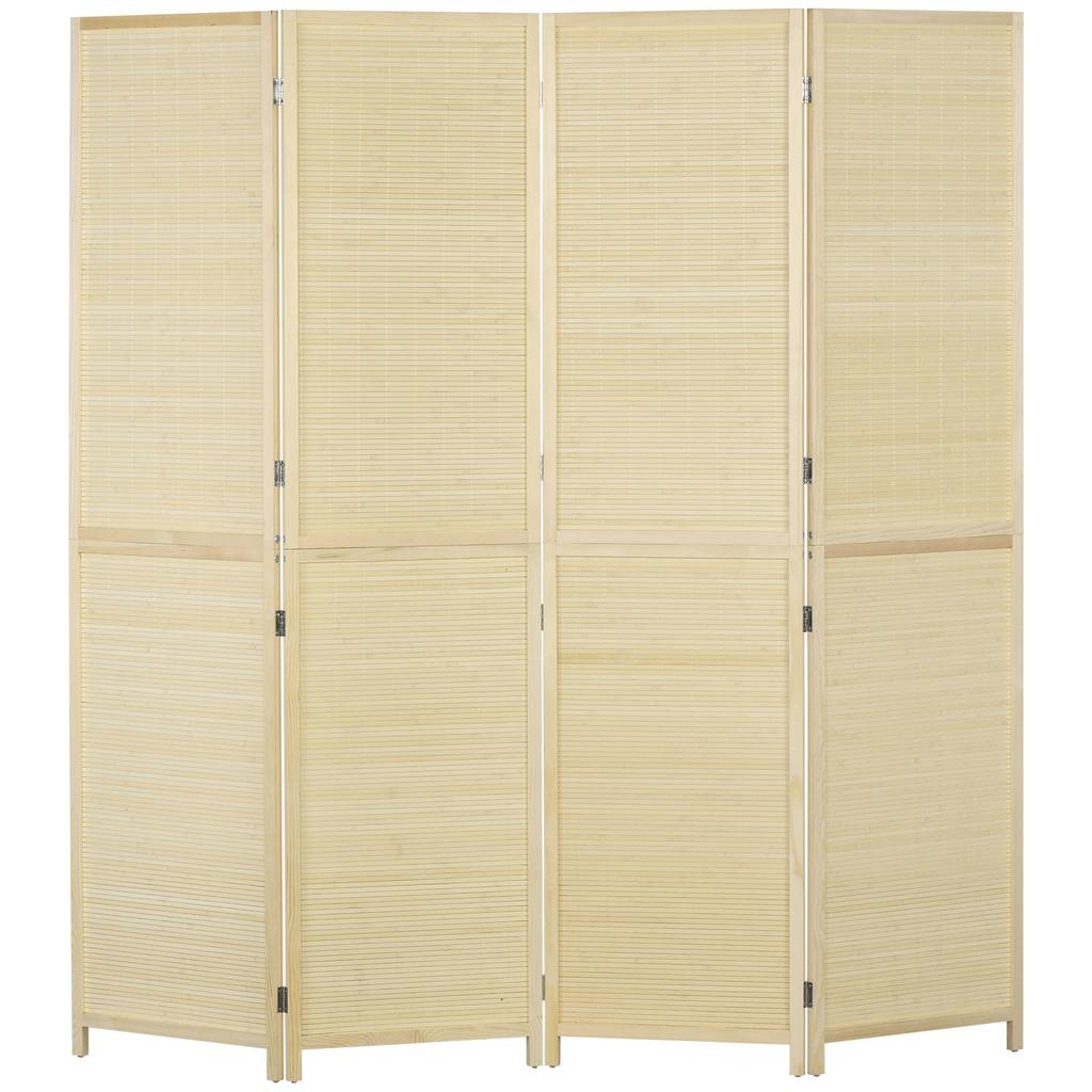 Room Divider, Freestanding Privacy Screen, 4 Panel Folding, 180 X 180cm, Natural