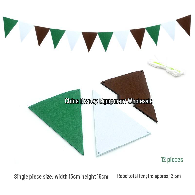 Triangle Flag Bunting for Kindergarten Decoration - Children's Room & Birthday Party Decor with Girlish Heart Design