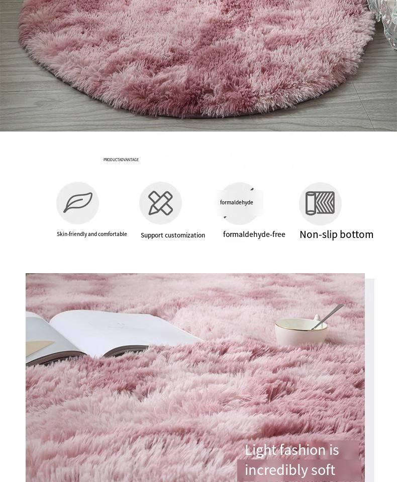 Nordic Ins Thickened Long Hair Tie-dyed Silk Hair Carpet Modern Simple Oval Bedroom Bed Rug, Living Room Sofa Rug