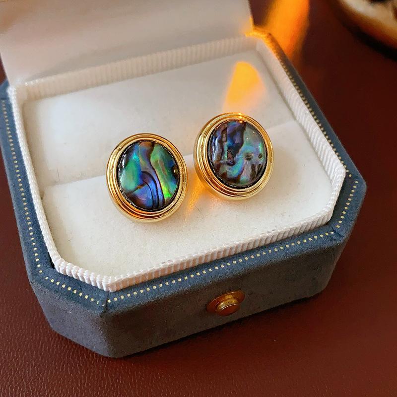 Silver Needle Diamond Round Stud Earrings Court Style Light Luxury Exquisite Earrings Design Sense Niche Earrings