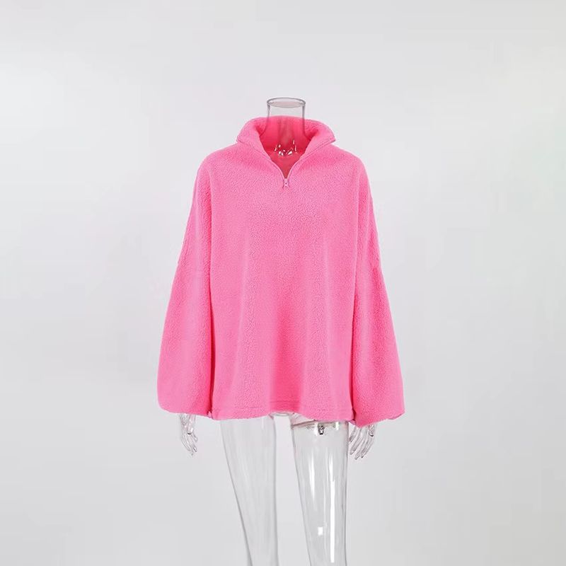 

Fashion Fashion Casual Cashmere Loose Stand Collar Long Sleeve Sweatshirt Loose Standing Collar Top Pink S