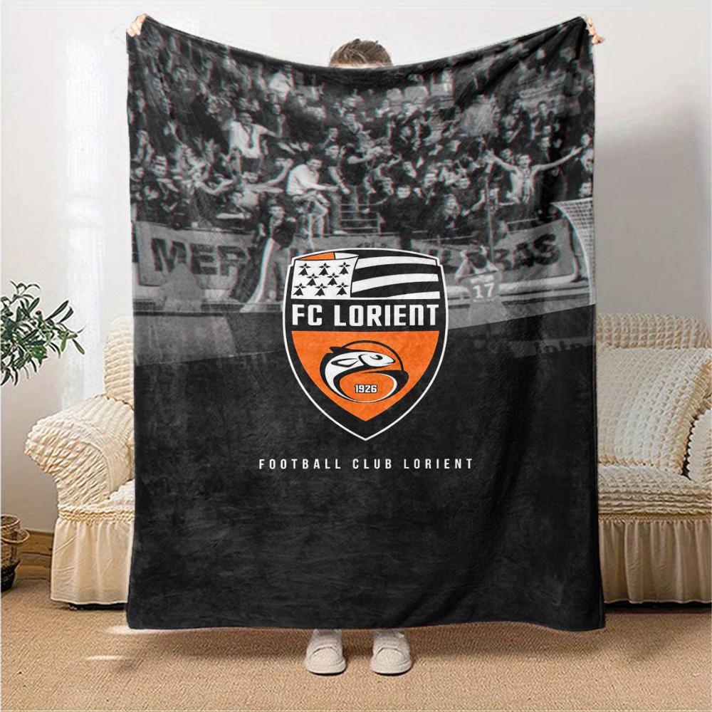 FC Lorient Print Flannel Blanket High Quality Warm Comfortable Cover for All Seasons Perfect for Gifts Home Decor