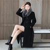 Big Fur Collor Women Woolen Coat Black Long Trench Coat Jacket Slim Wool Blend Coat Elegant Casual Jacket Vintage Gothic Jacket