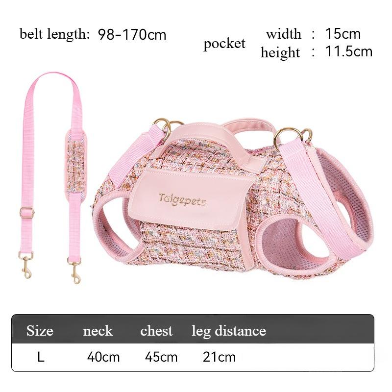 Pet Dog Harness Vest with Leash Set Stylish Breathable Mesh Dog Backpack Detachable Pocket Handles for Small Large Dogs