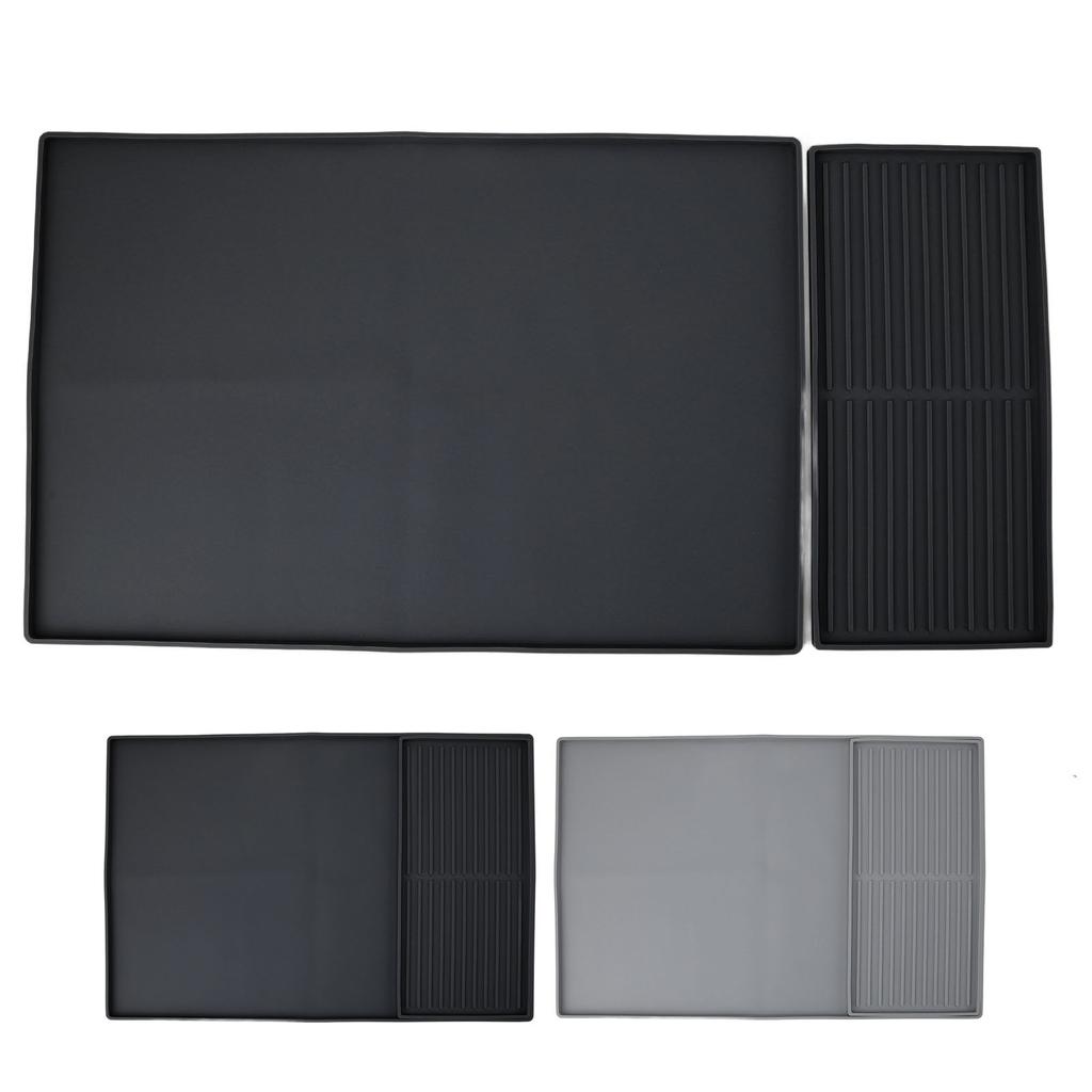 Coffee Machine Bar Mat Heat Insulation Silicone Dual Zone Drying Mat and Drip Tray for Kitchen Count