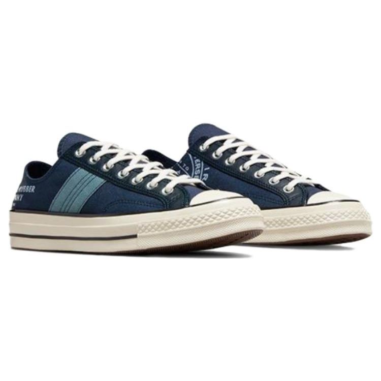 Chuck 70 Leather Overlay Low Converse Rubber Company Unisex-Sneaker Blue Navy Egret A07124C